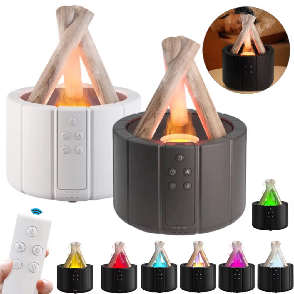 250Ml Campfire Flame Fire Diffuser 7 Colors Night Light Bonfire Aromatherapy Essential Oil Diffuser Timer Auto Shut-Off