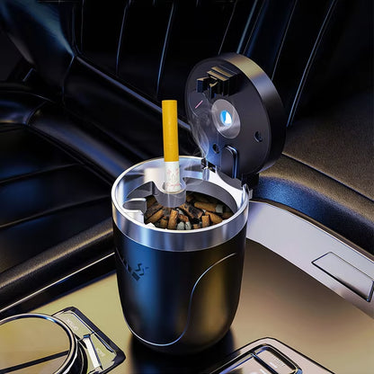 Car Cigarette Ashtray Cup with Lid with LED Light Portable Detachable Vehicle Ashtray Holder Cigarette Ashtray Interior Parts