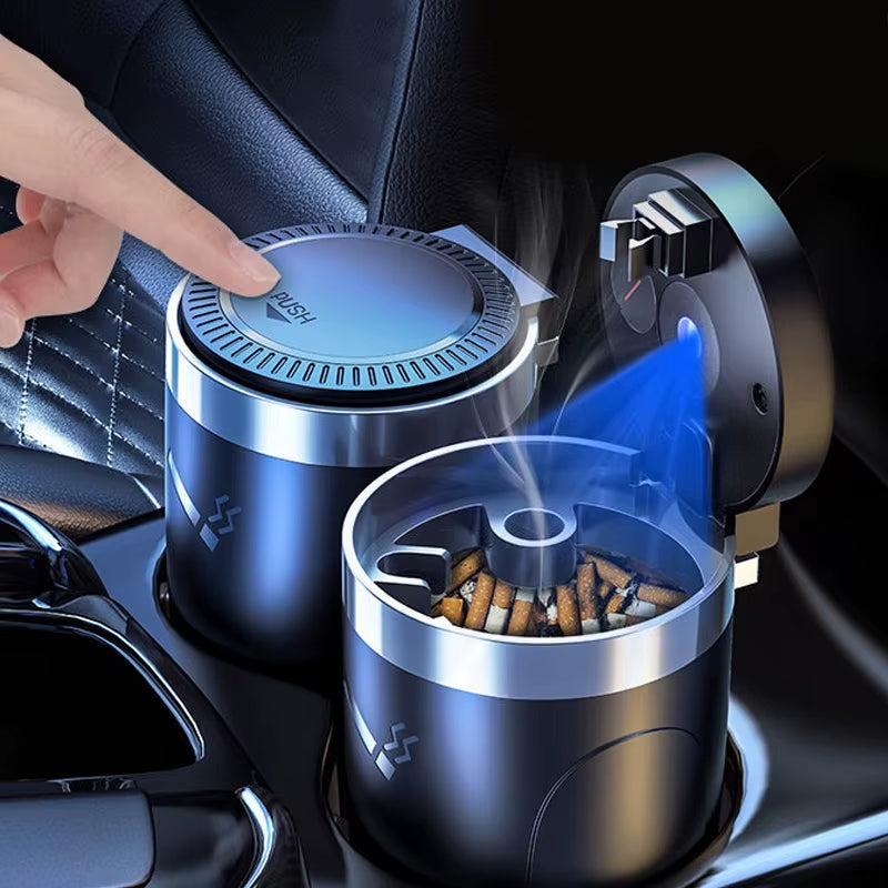 Car Cigarette Ashtray Cup with Lid with LED Light Portable Detachable Vehicle Ashtray Holder Cigarette Ashtray Interior Parts