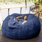 7-Foot Bean Bag Chair with Furry Fur Cover Machine Washable Big Size Sofa and Giant Lounger Furniture